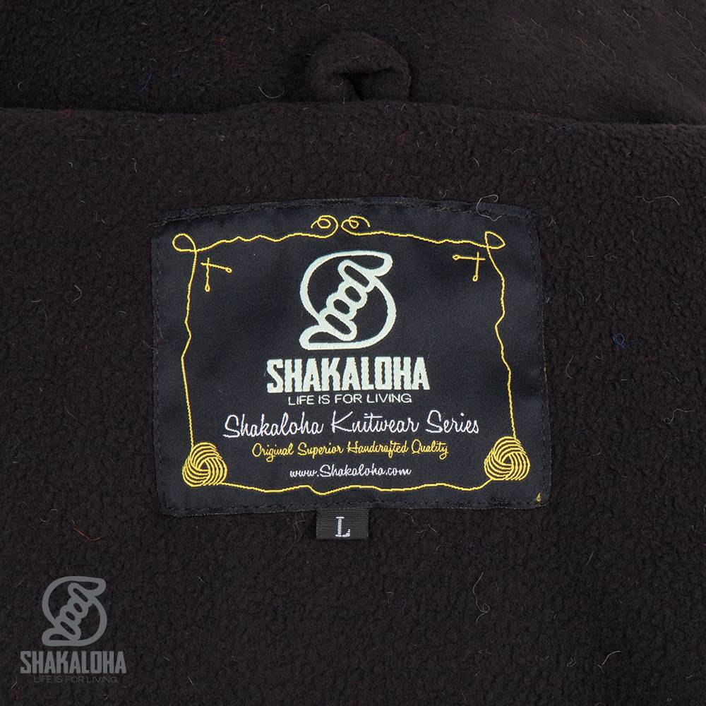 Shakaloha Shakaloha Veste en Laine Tricoté Patch ZH Multicolore mixte avec Doublure en polaire et Capuche détachable - Hommes - Uni - Fabriqué à la main au Népal en laine de mouton