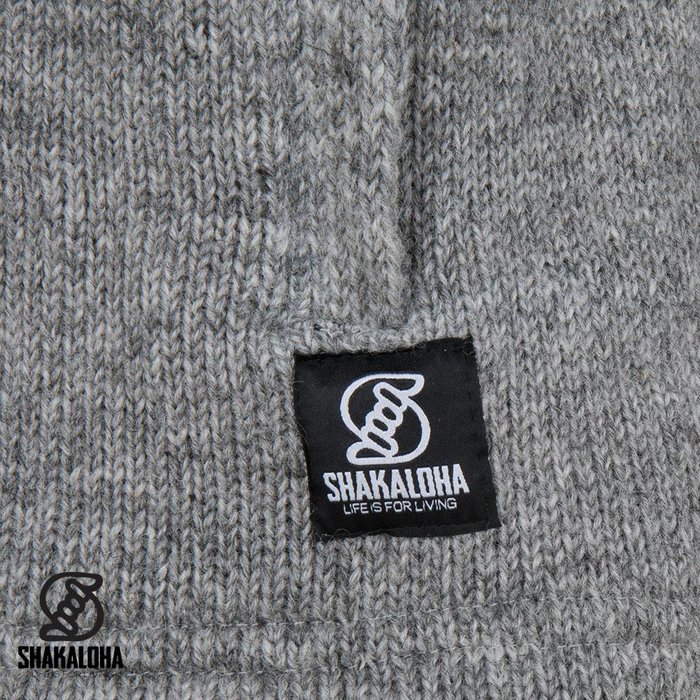 Shakaloha Shakaloha Gebreid Wollen Vest Hallberg Grijs met Fleece Voering en Capuchon - Man/Uni - Handgemaakt in Nepal van Schapenwol
