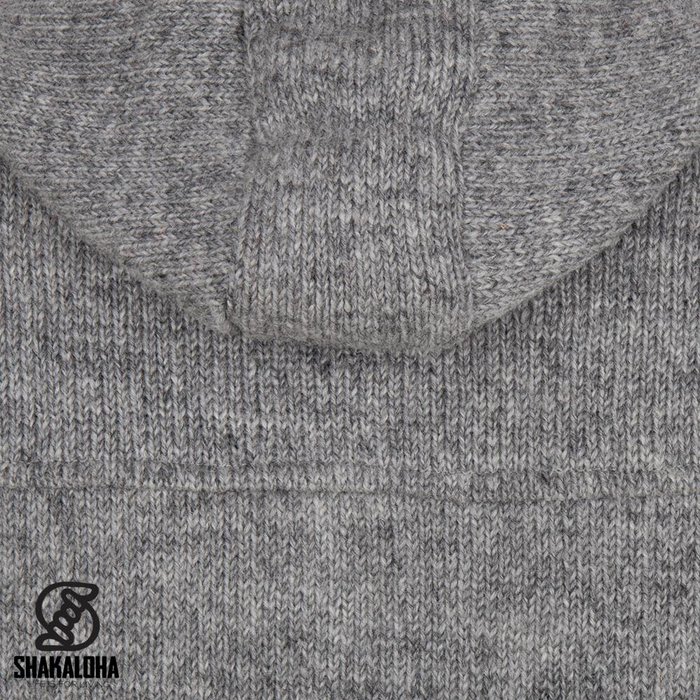 Shakaloha Shakaloha Knitted Woolen Jacket Hallberg Gray with Fleece Lining and Hood - Men - Unisex - Handmade in Nepal from sheep's wool