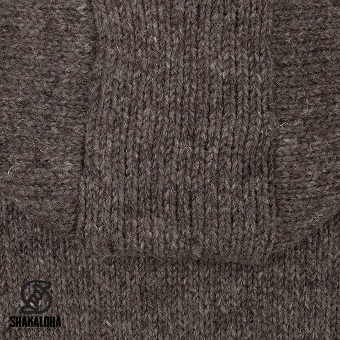 Shakaloha Shakaloha Knitted Woolen Jacket Breaker Light Brown Taupe with Nylon Windstopper and Detachable Hood - Men - Unisex - Handmade in Nepal from sheep's wool