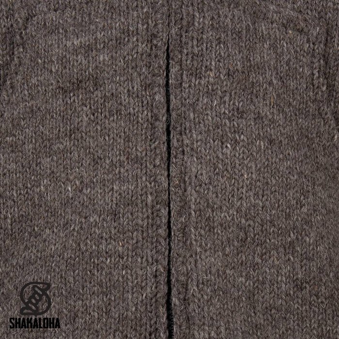 Shakaloha Shakaloha Veste en Laine Tricoté Breaker Taupe marron clair avec Coupe-vent en nylon et Capuche détachable - Hommes - Uni - Fabriqué à la main au Népal en laine de mouton