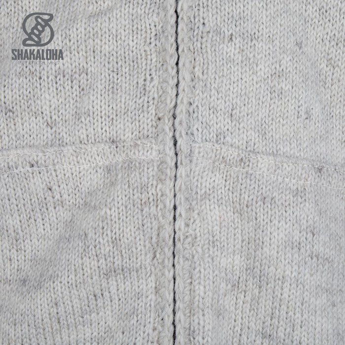 Shakaloha Chaleco de punto de lana Shakaloha con cuello alto, color beige y crema, forro de algodón - Hombre/Unisex - Hecho a mano en Nepal con lana de oveja