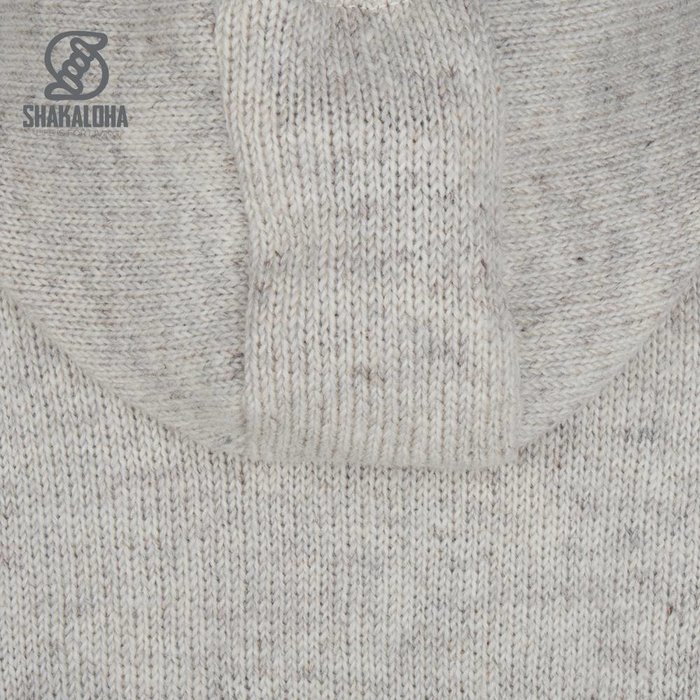 Shakaloha Shakaloha Gestrickte Woll-Cruiser-Weste mit Reißverschluss und Kapuze in Beige-Creme mit Baumwollfutter und abnehmbarer Kapuze – Herren/Uni – Handgefertigt in Nepal aus Schafwolle