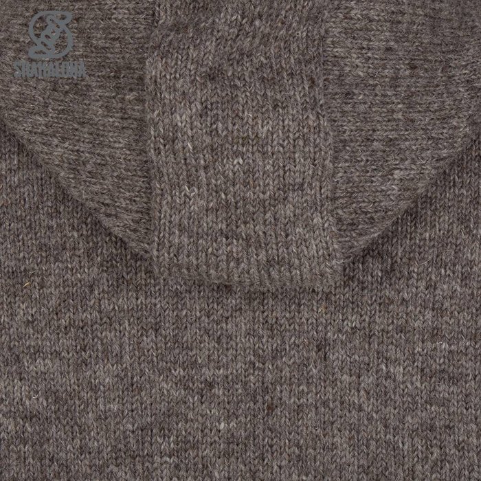 Shakaloha Shakaloha Veste en Laine Tricoté Cruiser Ziphood Taupe marron clair avec Doublure en coton et Capuche détachable - Hommes - Uni - Fabriqué à la main au Népal en laine de mouton