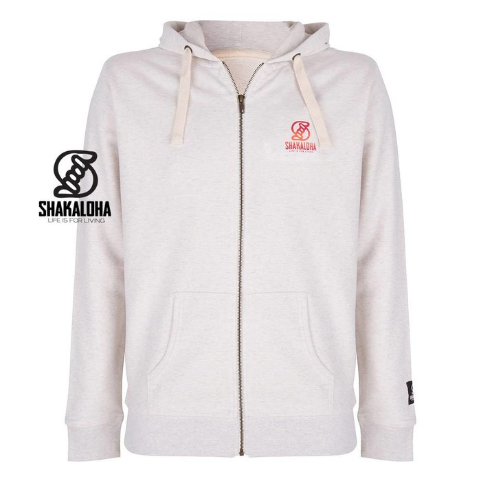 Shakaloha Sweat à capuche zippé pour homme en coton biologique imprimé orange/rouge