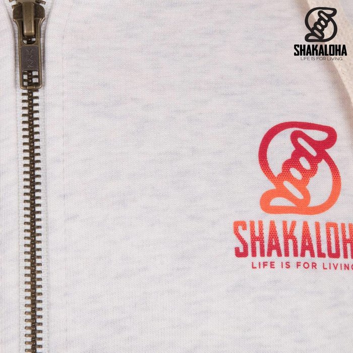 Shakaloha Herren-Kapuzenpullover mit Reißverschluss aus Bio-Baumwolle, orange/rot gemustert