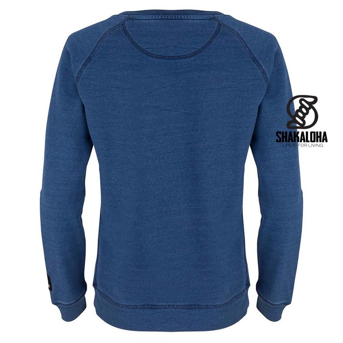 Shakaloha Women's Sweater Crew Blue - Organic Cotton with Shakaloha print