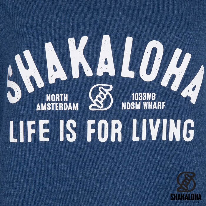Shakaloha Damenpullover Crew Blau - Bio-Baumwolle mit Shakaloha-Print