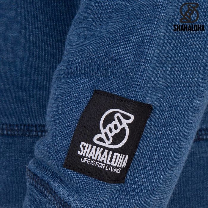 Shakaloha Damenpullover Crew Blau - Bio-Baumwolle mit Shakaloha-Print