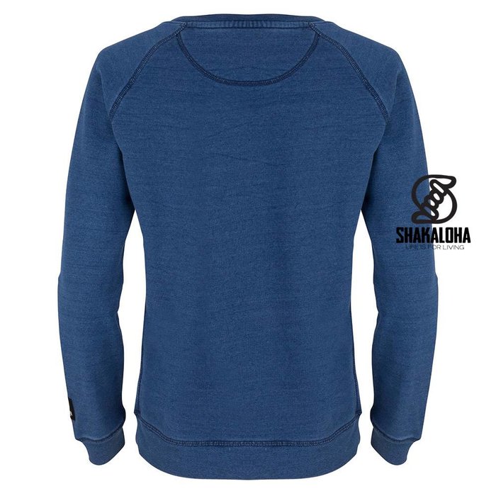 Shakaloha Women's Sweater Crew Blue - Organic Cotton with Shakaloha print