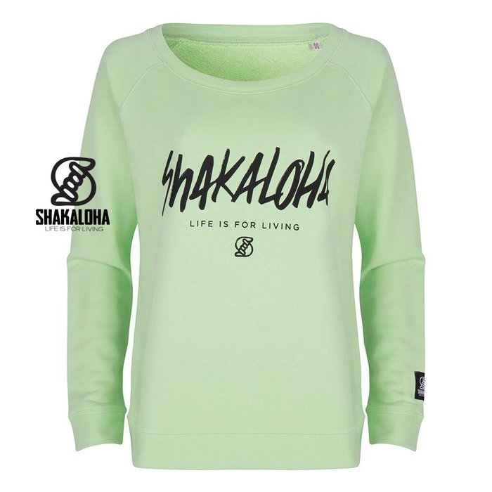 Shakaloha Women's Sweater Escaper Lime - Organic Cotton with Shakaloha print