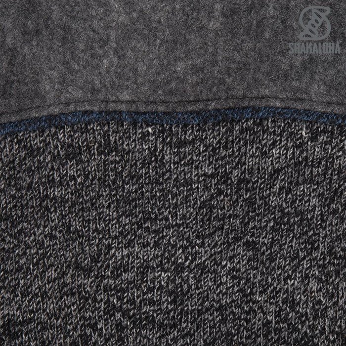 Shakaloha Shakaloha Gebreid Wollen Vest Sierra Antraciet Blauw met Katoenen Voering en Hoge Kraag - Man/Uni - Handgemaakt in Nepal van Schapenwol