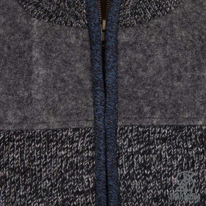 Shakaloha Shakaloha Knitted Woolen Jacket Sierra Anthracite Blue with Cotton Lining and High Collar - Men - Unisex - Handmade in Nepal from sheep's wool