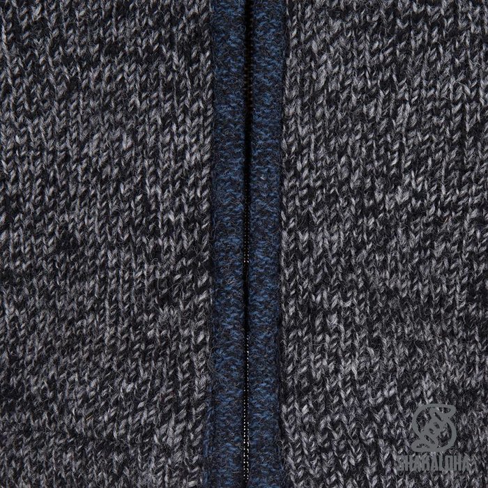 Shakaloha Shakaloha Gebreid Wollen Vest Sierra Antraciet Blauw met Katoenen Voering en Hoge Kraag - Man/Uni - Handgemaakt in Nepal van Schapenwol