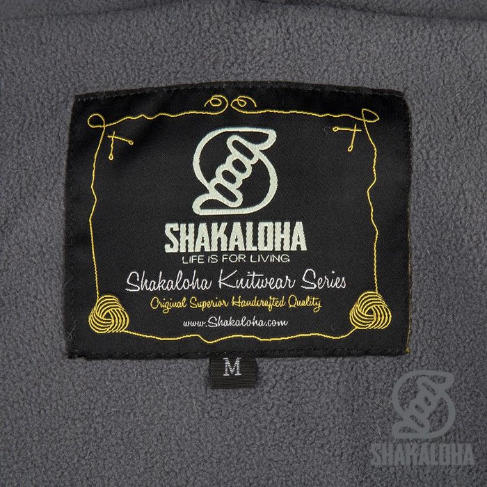 Shakaloha Chaleco de punto de lana Shakaloha con parche NH en colores naturales, forro polar y capucha con cuello interior - Mujer - Hecho a mano en Nepal con lana de oveja