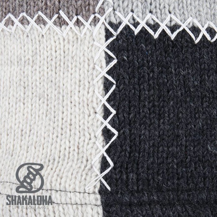 Shakaloha Shakaloha Gebreid Wollen Vest Patch NH Natuurkleuren met Fleece Voering en Capuchon met Binnenkraag - Dames - Handgemaakt in Nepal van Schapenwol