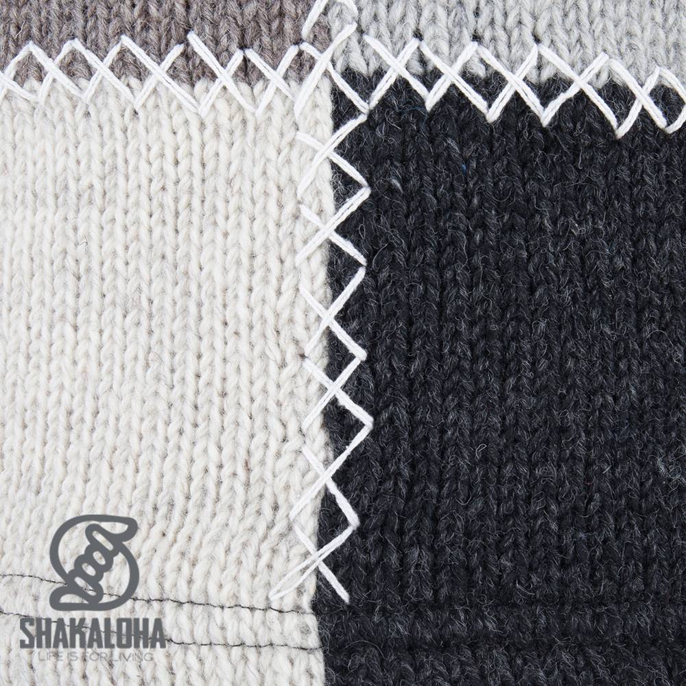 Shakaloha Shakaloha Wolljacke - Strickjacke Patch NH Natürliche Farben mit Fleece-Futter und Kapuze mit Innenkragen - Damen - Handgemacht in Nepal aus Schafwolle