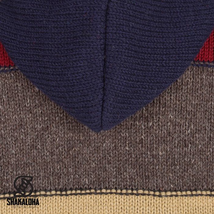 Shakaloha Chaleco de punto de lana Shakaloha Zito ZH multicolor oscuro con forro polar y capucha desmontable - Hombre/Unisex - Hecho a mano en Nepal con lana de oveja