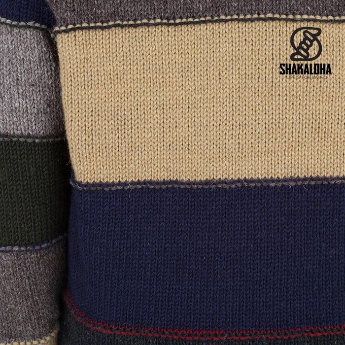 Shakaloha Gilet tricoté en laine Shakaloha Zito ZH multicolore foncé avec doublure polaire et capuche amovible - Homme/Uni - Fabriqué au Népal en laine de mouton