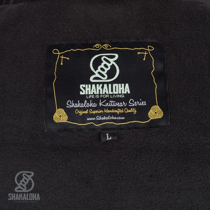 Shakaloha Chaleco de punto de lana Shakaloha Zito ZH multicolor oscuro con forro polar y capucha desmontable - Hombre/Unisex - Hecho a mano en Nepal con lana de oveja