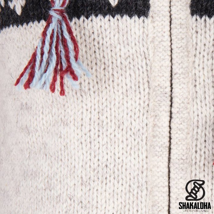 Shakaloha Shakaloha Gestrickte Wollweste Frühling mit Fleecefutter und Kapuze – Damen – Handgefertigt in Nepal aus Schafwolle