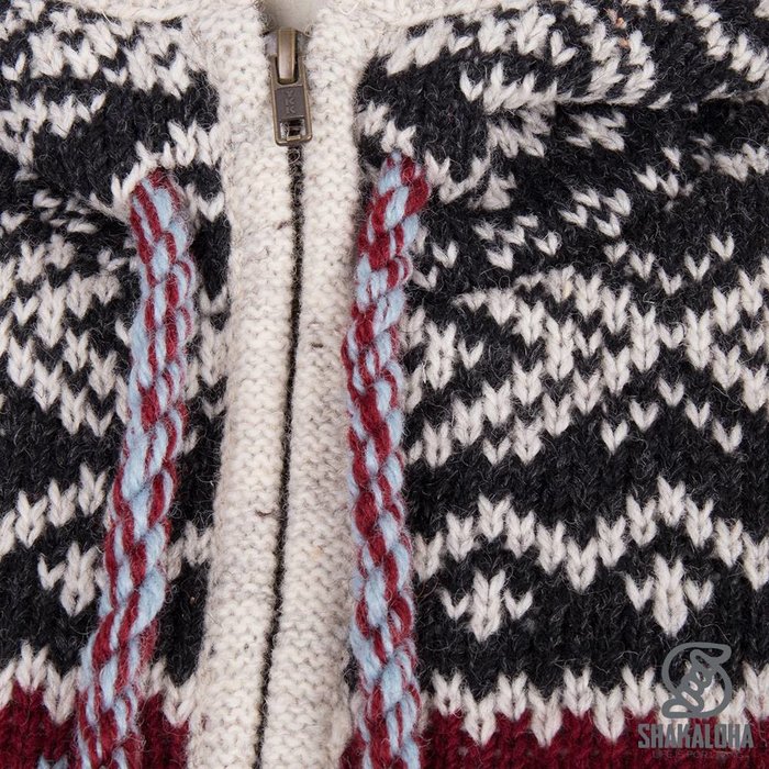 Shakaloha Shakaloha Knitted Woolen Jacket Spring with Fleece Lining and Hood - Woman - Handmade in Nepal from sheep's wool