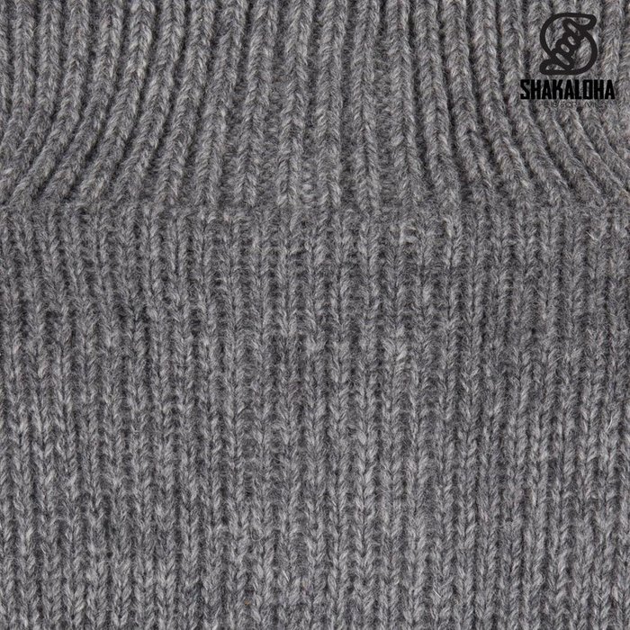 Shakaloha Pull en laine à col roulé et boutons Homme Polaris Gris