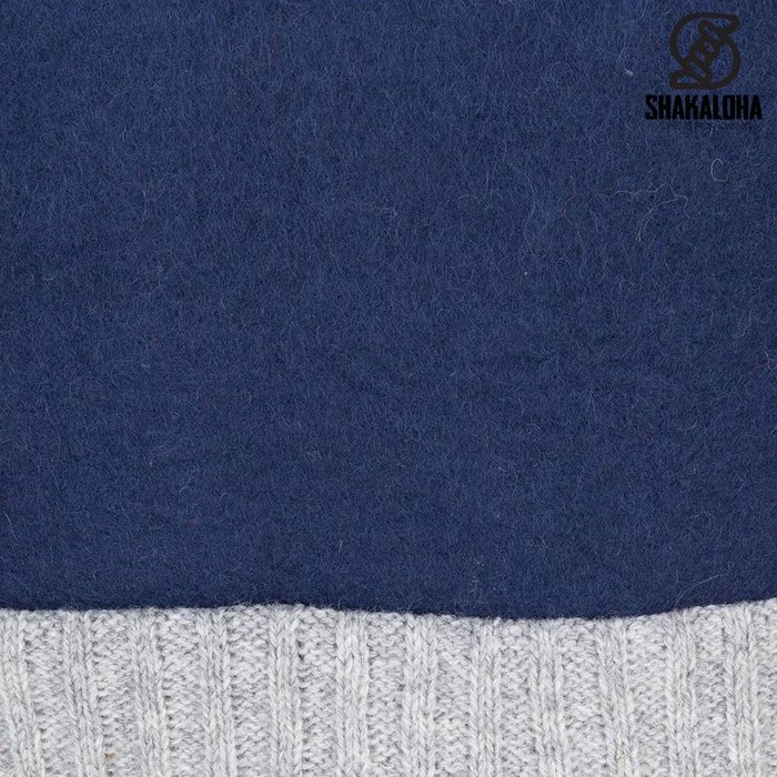 Shakaloha Shakaloha Veste en Laine Tricoté Baseball ZH Bleu marine bleu avec Doublure en coton et Capuche détachable - Hommes - Uni - Fabriqué à la main au Népal en laine de mouton