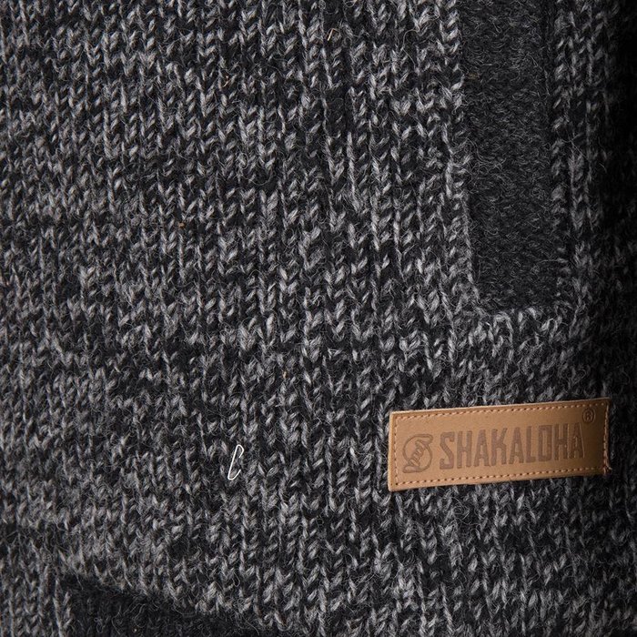 Shakaloha Shakaloha Knitted Woolen Jacket Bohemian Antracite grey with Cotton Lining and Hood - Men - Unisex - Handmade in Nepal from sheep's wool
