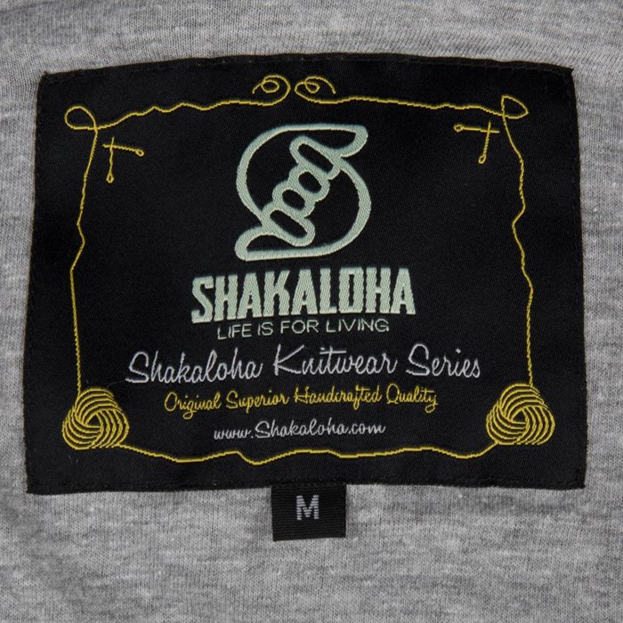 Shakaloha Cardigan en laine tricoté Shakaloha Supermodel ZH gris avec doublure en coton et capuche amovible - Femme - Fabriqué à la main au Népal à partir de laine de mouton