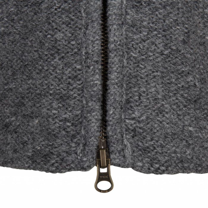 Shakaloha Cardigan en laine tricoté Shakaloha Supermodel ZH gris avec doublure en coton et capuche amovible - Femme - Fabriqué à la main au Népal à partir de laine de mouton