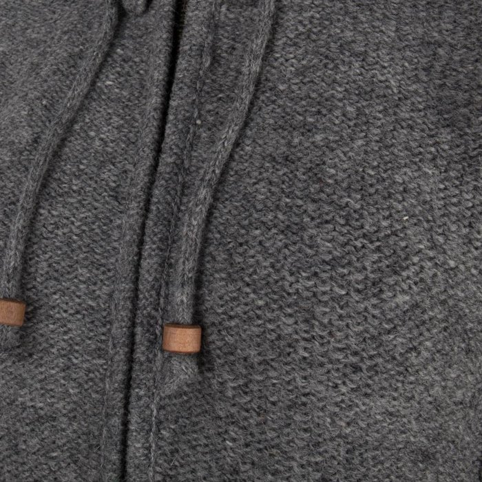 Shakaloha Shakaloha Gestrickte Wollweste Supermodel ZH Grau mit Baumwollfutter und abnehmbarer Kapuze – Damen – Handgefertigt in Nepal aus Schafwolle