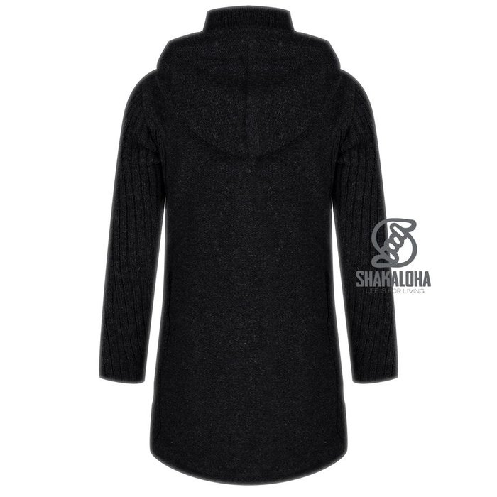 Shakaloha Shakaloha Veste en Laine Tricoté Supermodel ZH Anthracite avec Doublure en coton et Capuche détachable - Femmes - Fabriqué à la main au Népal en laine de mouton