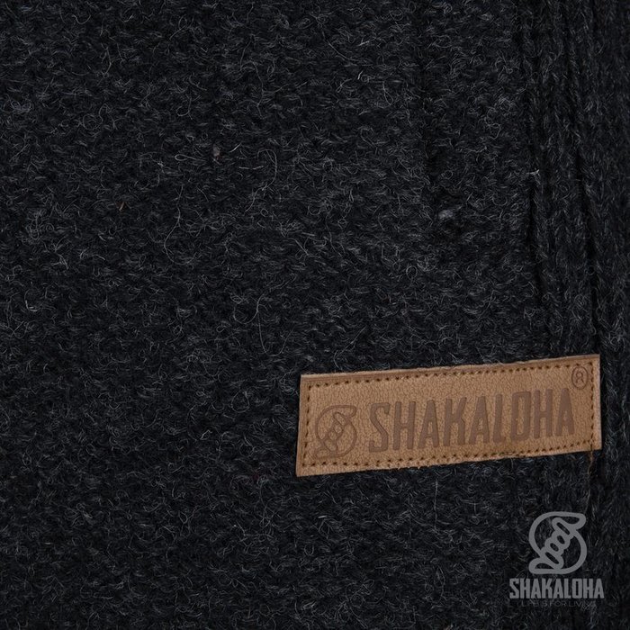 Shakaloha Shakaloha Veste en Laine Tricoté Supermodel ZH Anthracite avec Doublure en coton et Capuche détachable - Femmes - Fabriqué à la main au Népal en laine de mouton