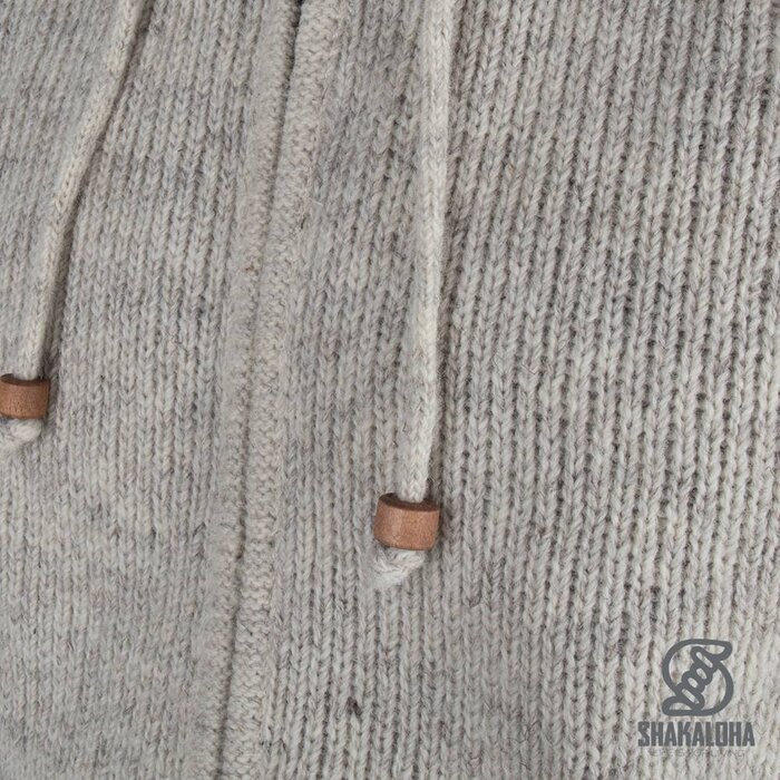 Shakaloha Shakaloha Strick-Wollweste Rosco ZH Beige Creme mit Baumwollfutter und abnehmbarer Kapuze - Herren/Uni - Handgefertigt in Nepal aus Schafwolle