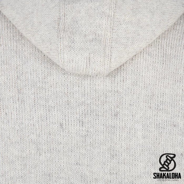 Shakaloha Shakaloha Knitted Woolen Jacket Splendor ZH Beige Cream with Cotton Lining and Detachable Hood - Men - Unisex - Handmade in Nepal from sheep's wool