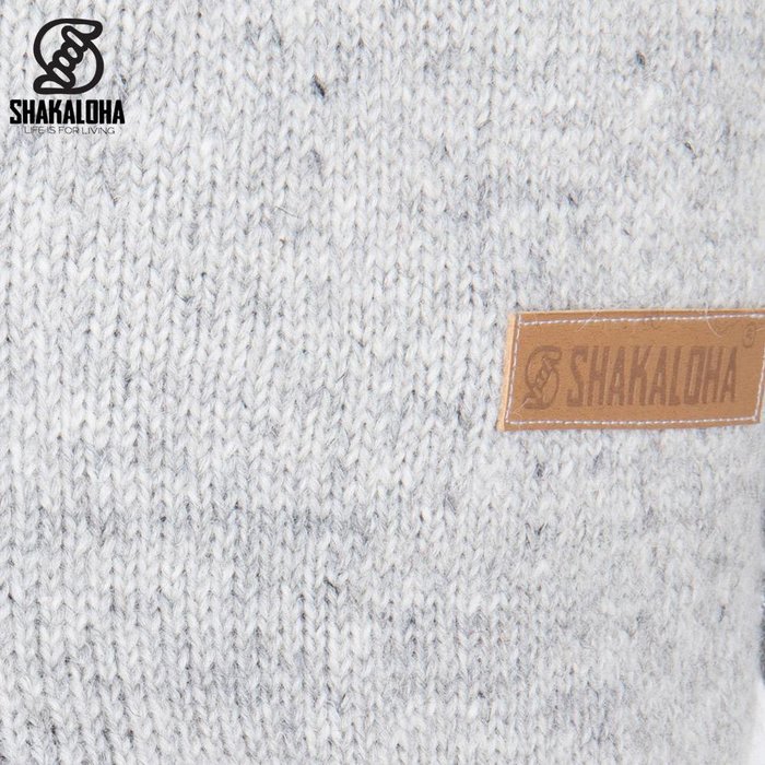 Shakaloha Shakaloha Knitted Woolen Jacket Splendor ZH Gray with Fleece Lining and Detachable Hood - Men - Unisex - Handmade in Nepal from sheep's wool