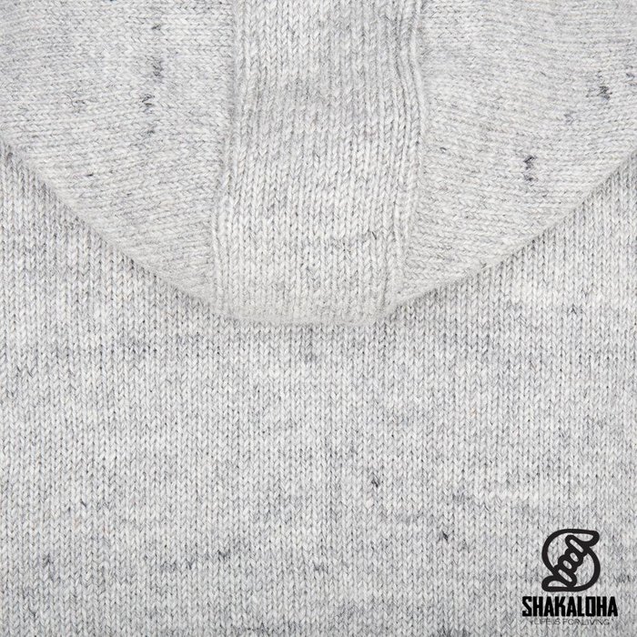 Shakaloha Shakaloha Knitted Woolen Jacket Splendor ZH Gray with Fleece Lining and Detachable Hood - Men - Unisex - Handmade in Nepal from sheep's wool