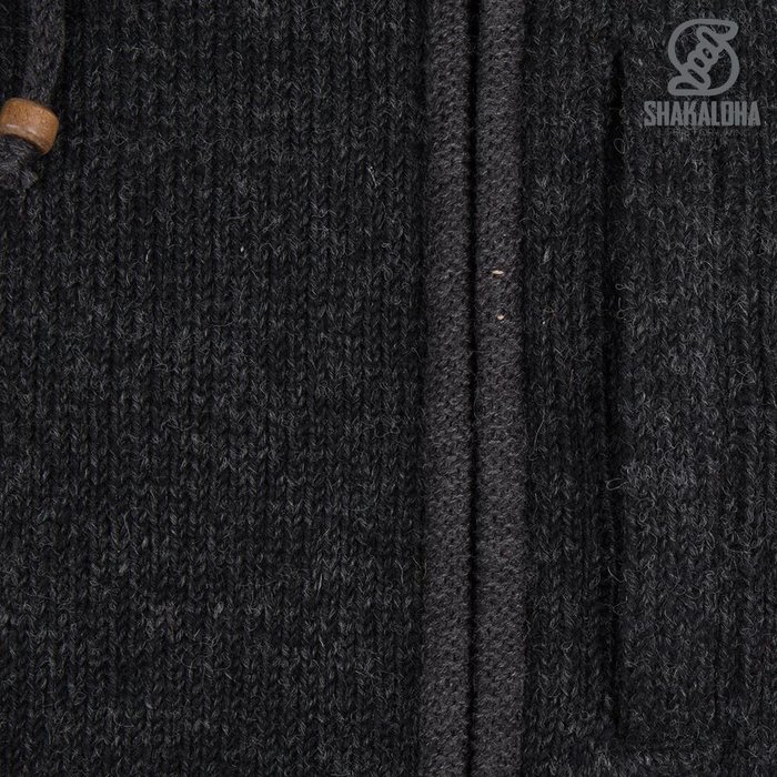 Shakaloha Shakaloha Cardigan en laine tricotée Splendor ZH Anthracite avec doublure en coton et capuche amovible - Homme/Uni - Fait main au Népal à partir de laine de mouton