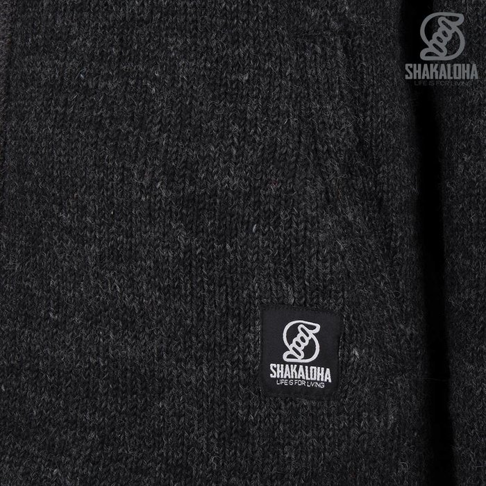 Shakaloha Shakaloha Cardigan en laine tricotée Splendor ZH Anthracite avec doublure en coton et capuche amovible - Homme/Uni - Fait main au Népal à partir de laine de mouton