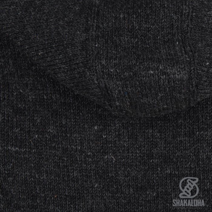 Shakaloha Shakaloha Cardigan en laine tricotée Splendor ZH Anthracite avec doublure en coton et capuche amovible - Homme/Uni - Fait main au Népal à partir de laine de mouton