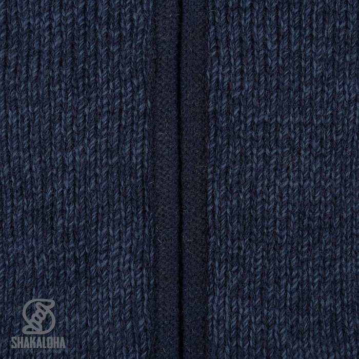 Shakaloha Shakaloha Knitted Woolen Jacket Bohemian Navy Blue with Cotton Lining and Hood - Men - Unisex - Handmade in Nepal from sheep's wool