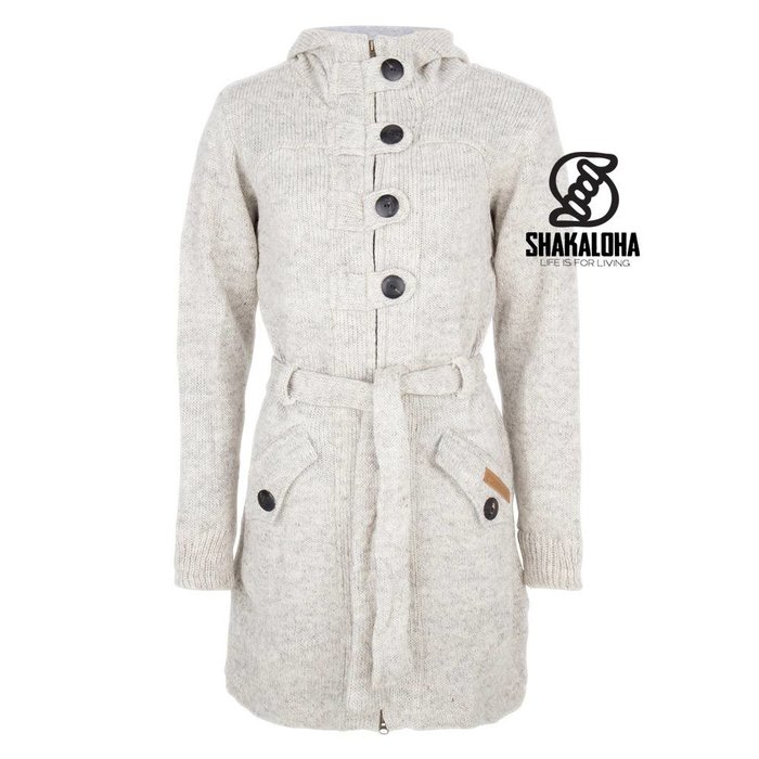 Shakaloha Shakaloha Gebreid Wollen Vest Linder  met Katoenen Voering en Capuchon - Dames - Handgemaakt in Nepal van Schapenwol