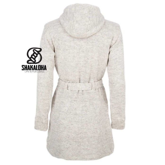 Shakaloha Shakaloha Gebreid Wollen Vest Linder  met Katoenen Voering en Capuchon - Dames - Handgemaakt in Nepal van Schapenwol