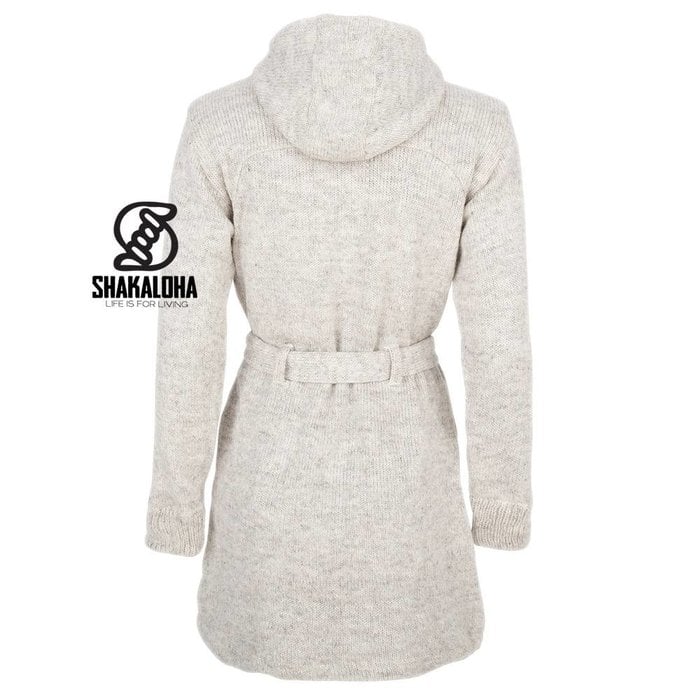 Shakaloha Shakaloha Knitted Wool Cardigan Linder with Cotton Lining and Hood - Women - Handmade in Nepal from Sheep Wool