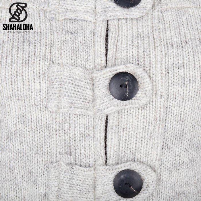 Shakaloha Shakaloha Knitted Wool Cardigan Linder with Cotton Lining and Hood - Women - Handmade in Nepal from Sheep Wool