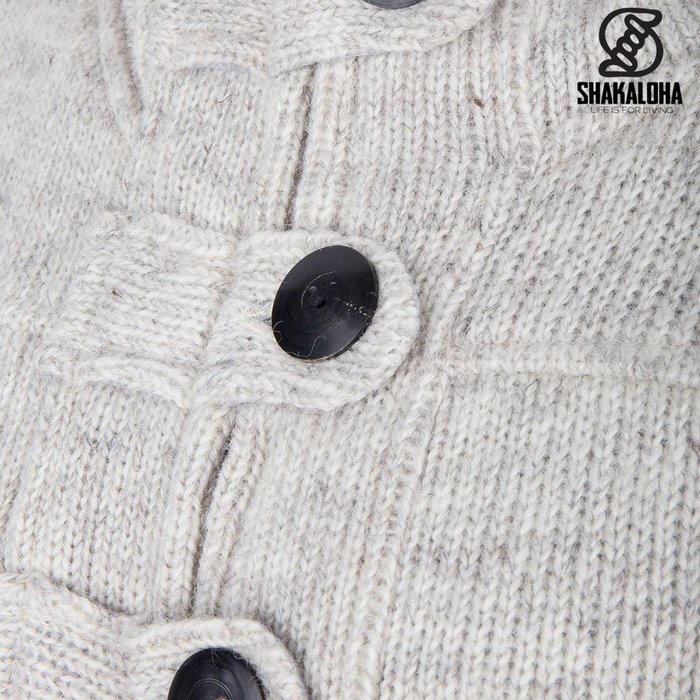 Shakaloha Shakaloha Gebreid Wollen Vest Linder  met Katoenen Voering en Capuchon - Dames - Handgemaakt in Nepal van Schapenwol