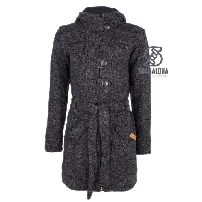 Shakaloha Shakaloha Knitted Woolen Jacket Linder with Cotton Lining and Hood - Woman - Handmade in Nepal from sheep's wool