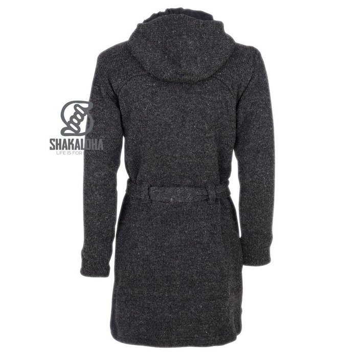 Shakaloha Shakaloha Knitted Woolen Jacket Linder with Cotton Lining and Hood - Woman - Handmade in Nepal from sheep's wool