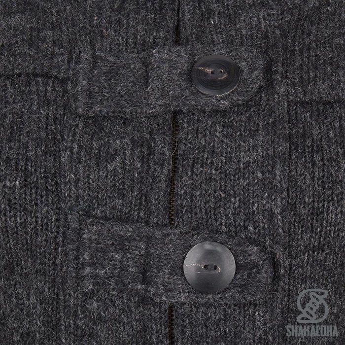 Shakaloha Shakaloha Veste en Laine Tricoté Linder Anthracite avec Doublure en coton et Capuche - Femmes - Fabriqué à la main au Népal en laine de mouton